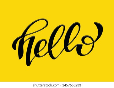 Hello - cute hand drawn lettering poster art banner.