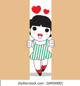 Hello From Cutie Girl Behind The Door illustration set