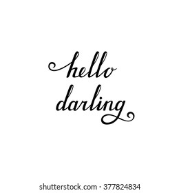 Hello darling brush lettering.