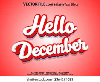 Hello December 3D editable text effect template