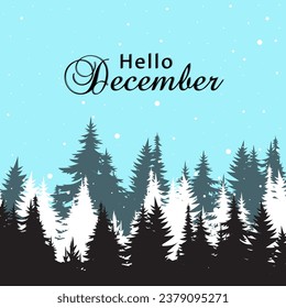 ilustración de fondo de hola diciembre. es adecuado para tarjetas, banners o afiches