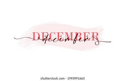 Hello December card. One line. Lettering poster with text December. Vector EPS 10. Isolated on white background