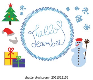 Hello december colorful vector simple text