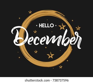 Hello December - Grunge - Vector for greeting, new month