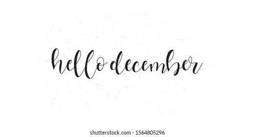 Hello december. Handlettered card design.