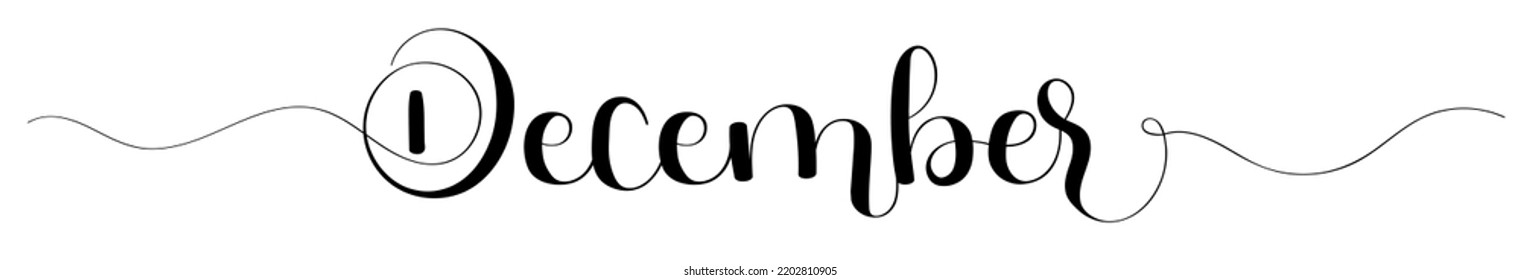 Hello December.  DECEMBER month calendar vector with ornaments. Illustration month December calendar