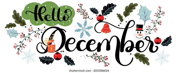 Hello December December Month Text Hand Stock Vector (Royalty Free ...