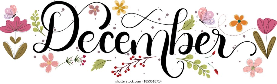 Hello February February Month Vector Flowers Stock Vector (Royalty Free ...