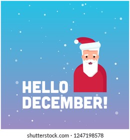 Hello December with Santa Claus Illustration 