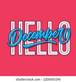 hello december simple hand lettering typography greeting and welcoming poster