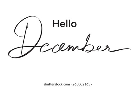 Hello December text font calligraphy hand written lettering script black color object icon hallo december month happy new year merry christmas xmas event party banner hallo december month winter time