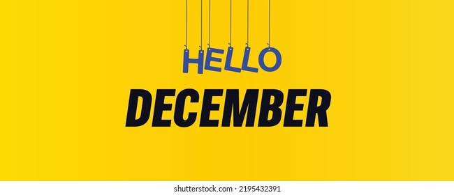 Hello December typography illustration with attractive background.