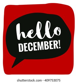 Hello December! (Vector Flat Design - Brush Lettering)