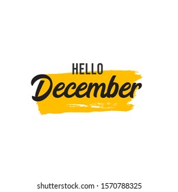 Hello december vector template. Design for greeting cards or print.