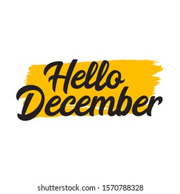 Hello december vector template. Design for greeting cards or print.