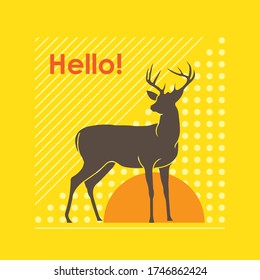 Hello deer vector design background