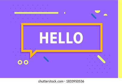 HELLO in design banner. vector template for web, print, presentation . Simple banner with minimal phrase. Trendy flat geometric print. Creative vector stock decoration.