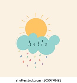 hello design on blue cloud and sun