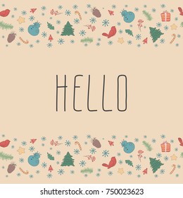 Hello. Details for the winter and holiday decoration. vector horizontal  winter pattern. snowflakes. 