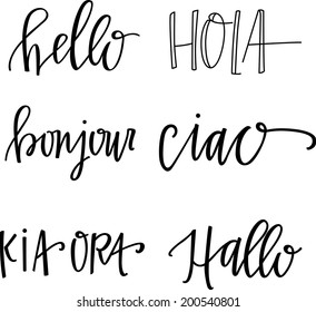 Hello in different languages vector set