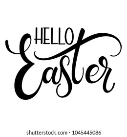 Hello Easter colorful lettering. Hand written Easter phrases. Seasons Greetings