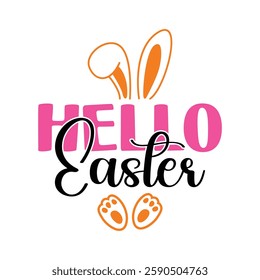 Hello Easter, Easter day t-shirt design vector, Easter day shirt design, shirt Design Template, apparel, Happy Easter funny t shirt design, Bunny Season.