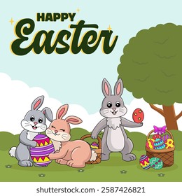 Hello Easter Egg Hunting Poster Square Banner