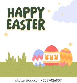 Hello Easter Egg Hunting Poster Square Banner