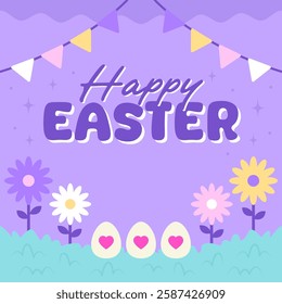 Hello Easter Egg Hunting Poster Square Banner