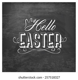 Hello Easter Typographical Text on Chalkboard