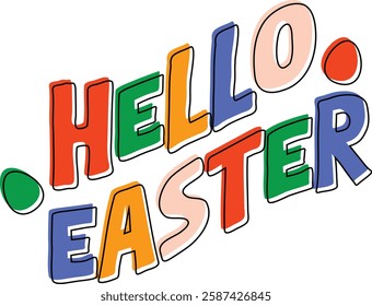 Hello Easter Typography Isolated White Background 