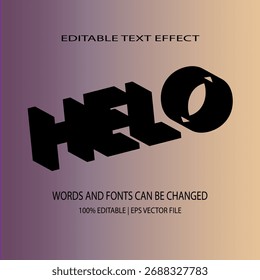 Hello editable text effect for graphic design isolated on White Background
