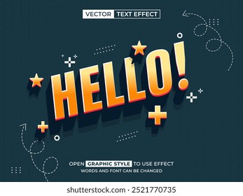 hello editable text, font effect, 3d text for title