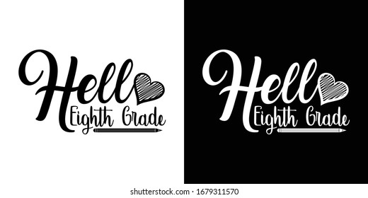 Hello Eighth Grade Printable Vector Illustration