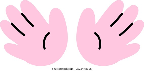 Hello Emoji Color Skin Pink Color Hand Drawing Hi Emoji. Cute Stye.
