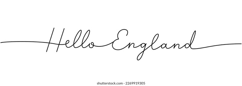 Hello England - word with continuous one line. Minimalist drawing of phrase illustration. England country - continuous one line illustration.