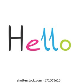 Hello english language on the white background rainbow normal italic