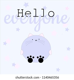 Hello Everyone Cat Vector Illustration 