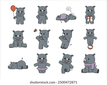 Hello everyone, let's beautify your designs by adding our collection of Rhinoceros Character Set Elements