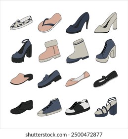 Hello everyone, let's beautify your designs by adding our collection of Shoes Type Illustration Set Elements