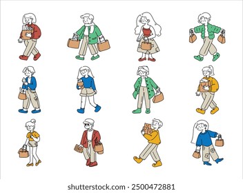 Hello everyone, let's beautify your designs by adding our collection of Shopping Woman and Man Character Set Elements