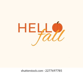 Hello fall automn  happy season typographic calligraphy hand written inspirational text trendy quote retro sign modern headline graphic design concept card lettering sign vector template banner simple