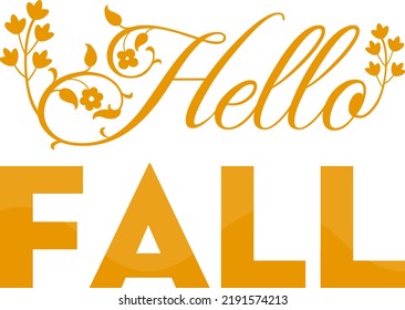 Hello fall autumn art text
