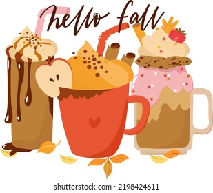 Hello Fall. Autumn drinks. Fall coffee. Pumpkin drink.