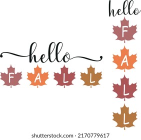 Hello fall with autumn leaf.