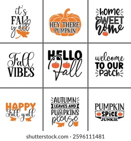 Hello Fall - Autumn Leaves and Pumpkin Spice T-Shirt Design