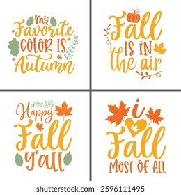 Hello Fall - Autumn Leaves and Pumpkin Spice T-Shirt Design