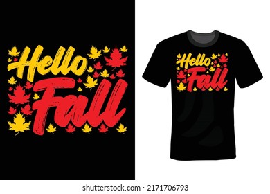 Hello Fall, Autumn T shirt design, vintage, typography