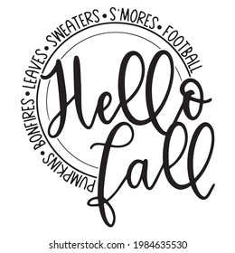 Hello Fall Background Inspirational Positive Quotes, Motivational, Typography, Lettering Design