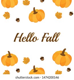 Hello fall Cartoon Vector Illustration.
